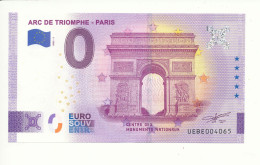 Billet Touristique 0 Euro - ARC DE TRIOMPHE - PARIS - UEBE - 2022-2 - N° 4065 - Altri & Non Classificati