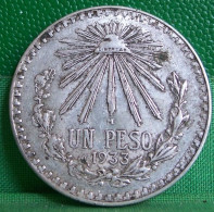 MONNAIE MEXIQUE UN PESO Argent 1933  M  OLD SILVER COIN MEXICO . - Mexico