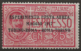 ITPA1L1 "1917 Regno D'Italia, Sassone Nr. 1, Francobollo Nuovo Con Traccia Di Linguella */ Posta Aerea - Luftpost