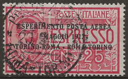 ITPA1U1 "1917 Regno D'Italia, Sassone Nr. 1, Francobollo Usato Per Posta °/ Posta Aerea - Airmail