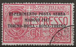 ITPA1U2 "1917 Regno D'Italia, Sassone Nr. 1, Francobollo Usato Per Posta °/ Posta Aerea - Airmail