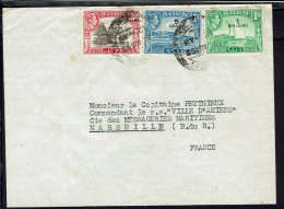 Aden. Affranchissement Tricolore Sur Enveloppe De Barrack Hill Aden 8 Août 1952 Pour Marseille (Fr) - Aden (1854-1963)