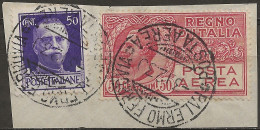 ITPA2AFR "1926/28 Regno D'Italia, Sassone Nr. 2A, Francobollo Usato Su Frammento °/ P.A. - Poste Aérienne