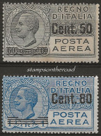 ITPA8-9N1 "1927 Regno D'Italia, Sassone Nr. 8/9, Serie Cpl Di 2 Francobolli Nuovi Senza Linguella **/ P.A. - Poste Aérienne