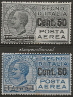 ITPA8-9N2 "1927 Regno D'Italia, Sassone Nr. 8/9, Serie Cpl Di 2 Francobolli Nuovi Senza Linguella **/ P.A. - Airmail