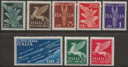 ITPA10-17L "1930/32 Regno D'Italia, Sassone Nr. 10/17, Serie Cpl Di 8 Francobolli Nuovi Con Traccia Di Linguella*/ P.A. - Correo Aéreo