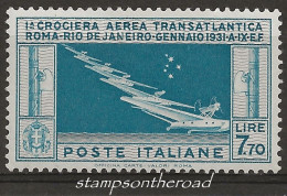 ITPA25L "1930 Regno D'Italia, Sassone Nr. 25, Francobollo Nuovo Con Traccia Di Linguella */ P.A. - Posta Aerea