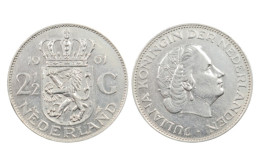 PAESI BASSI !!! 2,5 GULDEN 1961 IN ARGENTO KM# 185 - 1948-1980 : Juliana