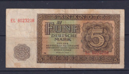 EAST GERMANY - 1948 5 Mark Circulated Banknote - 5 Mark