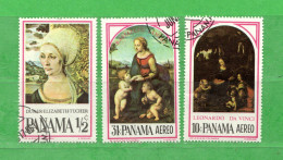 Panama °- 1967 -  Tableau De Durer-Da Vinci . Yvert. 426 + PA. 386/87 Gommé Oblitéré. - Tableaux