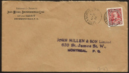 1936 RPO Cover 3c RPO Q-43 Levis & Montreal John Millen Corner Card - Histoire Postale