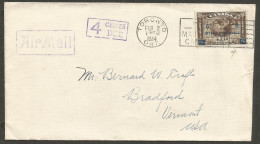 1934 Airmail Cover 6c Ottawa Conference #C4 Slogan Toronto Ontario 4c Postage Due - Postgeschichte