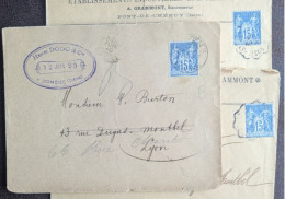 3 Enveloppes Sage Sur Lettre Cachet Ambulant  + 1 Semeuse Seul Sur Lettre - 1877-1920: Periodo Semi Moderno