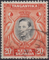 1941 Kenya,Uganda & Tanganyika ° Mi:EA 60C, Yt:EA 54a, K14. King George VI,Grey Crowned Crane Balearica Regulorum - Kenya, Uganda & Tanganyika