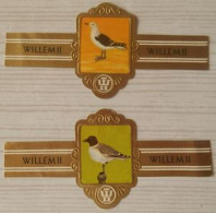 C14 Lot Bagues De Cigares  Willem II   Série X  Oiseaux  2 Pièces - Bagues De Cigares