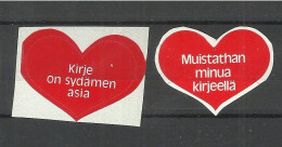 FINLAND FINNLAND - 2 Vignettes Poster Stamps (stickers/Aufkleber) Heart Herz - Erinnophilie
