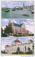 Riga Osta Biršas Komercskola Pilsētas Muzejs - Colored Triple View Picture Postcard - Lettonie