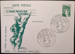 Sabine Entier 2058-CP1 Repiquage Privé Salon Philatélique France - Italie - Altri & Non Classificati