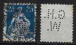 Switzerland 1900/1934 Stamp Perfin G.H./W. By Gebruder Huber + R.&A. Huber From Winterthur + Zurich Lochung Perfore - Perfins