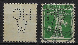 Switzerland 1915/1928 Stamp With Perfin HC/W By Heberlein & Co AG From Wattwil Lochung Perfore - Gezähnt (perforiert)