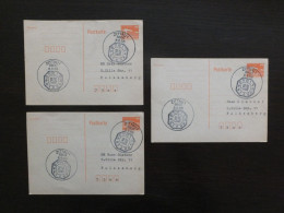 DDR Germany 3 Stationery 3 Ganzsache 8.8.1988. Um 8 Uhr Zittau 8800, 8th August 1988 At 8 O'clock & Zip Code 8800 - Postcards - Used