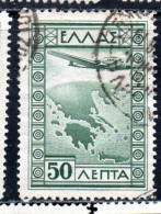 GREECE GRECIA ELLAS 1933 AIR POST MAIL AIRMAIL AIRPLANE OVER MAP OF GREECE 50l USED USATO OBLITERE' - Oblitérés