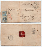 TOUR ET TAXIS - THURN UND TAXIS - BREMEN / 1866 - PAIRE 2 SGR. SUR PLI ==> REGENSBERG (ref 8677) - Cartas & Documentos