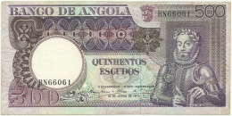 Angola - 500 Escudos - 10.6.1973 - Pick: 107 - Serie BN - Luiz De Camões - PORTUGAL - Angola