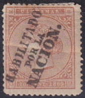 1869-152 CUBA ANTILLES SPAIN 1869 10c HPN HABILITADO POR LA NACION FORGERY FALSO PARA ESTUDIO.  - Prephilately