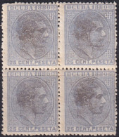 1880-193 ANTILLES SPAIN 1880 25c ALFONSO XII BLOCK 4 NO GUM. FINE PRINTING.  - Vorphilatelie