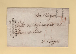 Prefecture Du Departement De La Seine - Griffe Sur Lettre Sans Correspondance Pour Angers - 1701-1800: Precursors XVIII