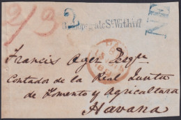 PREFI-793 ENGLAND UK FRONT COVER TO CUBA HAVANA “NE” BISHOPS GATE ST WITHIN. - Prephilately