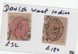 Denmark West Indies 2 Different Used Stamps - Denmark (West Indies)