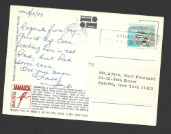 Jamaica 1973 PPC Postcard Of North Coast From Montego Bay To USA 5c Oil Refinery Definitive Franking - Jamaica (1962-...)