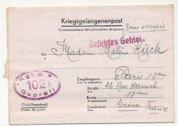 Lettre Depuis Le Stalag 1A - Censure Violette Kgf. B.P. 102 Geprüft - Mai 1941 - 2. Weltkrieg 1939-1945