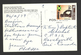 Jamaica 1979 PPC Postcard Of Intercontinental Hotel From Ocho Rios To Canada 10c Anti Apartheid Franking - Jamaica (1962-...)