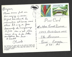 Jamaica 1972 PPC Postcard Of Red Poiciana Tree From Montego Bay To Canada 2c & 20c College Definitive Franking - Jamaica (1962-...)