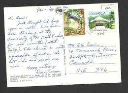 Jamaica 1980 PPC Postcard Of Jamaica Coastline  To Canada 15c & 20c 1972 Definitives Franking - Jamaica (1962-...)