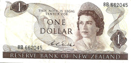 NEW ZEALAND $1 JAMES COOK WMK 1ST ISSUE HEAD OF QEII BIRD BACK ND(1968-75) SIGN WILKS P.163b VF READ DESCRIPTION - New Zealand