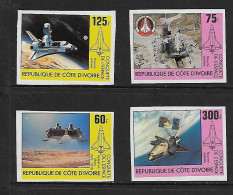 COTE D'IVOIRE 1981  CONQUETE DE L'ESPACE NON DENTELE    YVERT N°573/576 NEUF MNH** - Afrique