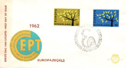 (RECTO / VERSO) ENVELOPPE 1er JOUR EUROPA 1962 - PAYS-BAS - BEAUX TIMBRES - ETR - 1962