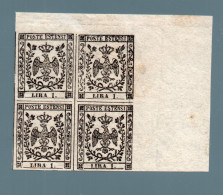 1852 MODENA 1 Lira Bianco MNH** QUARTINA ADF - Modène