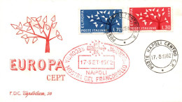 (RECTO / VERSO) ENVELOPPE 1er JOUR EUROPA 1962 - ITALIE LE 17/09/1962 - BEAUX TIMBRES - ETR - 1962