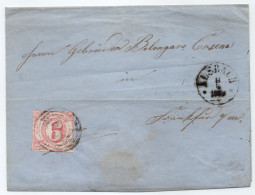 TOUR ET TAXIS - THURN UND TAXIS - ALSBACH / 1862 - 6  KR. ROSE SUR PLI ==> FRANKFURT (ref 8680) - Covers & Documents