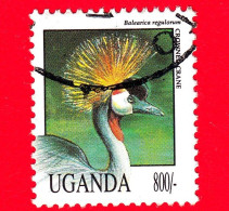 UGANDA - Usato - 1992 - Uccelli - Birds - Oiseaux - Gru - Grey Crowned Crane - 800 /= - Ouganda (1962-...)