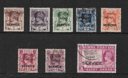 BURMA 1947 OFFICIALS TO 8a BETWEEN SG O41 AND SG O49 FINE USED Cat £10+ - Birmanie (...-1947)