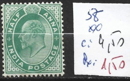 INDE ANGLAISE 58 ** Côte 4.50 € - 1902-11 Roi Edouard VII
