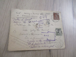 F5 Lettre Indochine En Recommandé 2 TP Anciens Hanoï Pour Saint Romain Lot 1914 Par Hong Kong à Vancouver - Brieven En Documenten