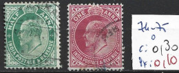 INDE ANGLAISE 74-75 Oblitérés Côte 0.30 € - 1902-11 Roi Edouard VII