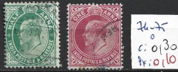 INDE ANGLAISE 74-75 Oblitérés Côte 0.30 € - 1902-11 Koning Edward VII